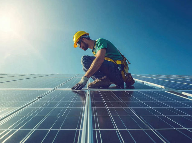 guy working on solar panels