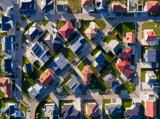 aerial view of homes