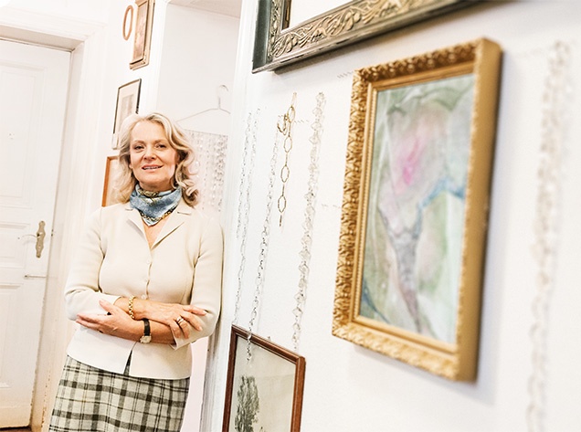 woman with artwork