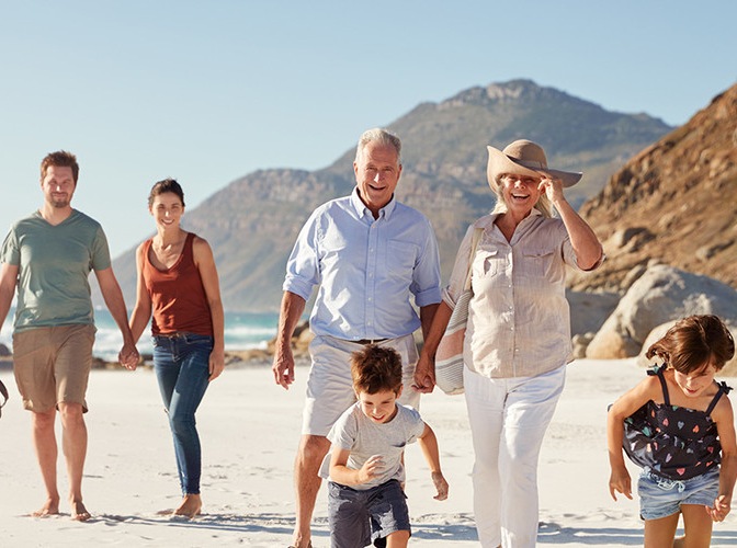 family on a beach